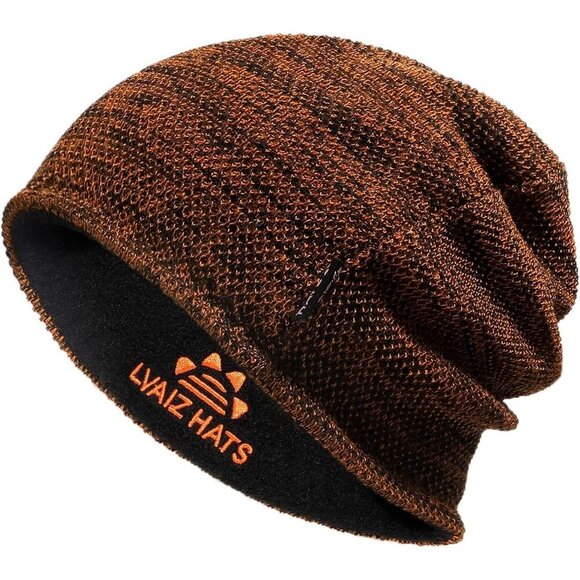 Other - Men Dark Orange+black Lvaiz Fleece Lined Beanie Hat Windproof Winter Unisex